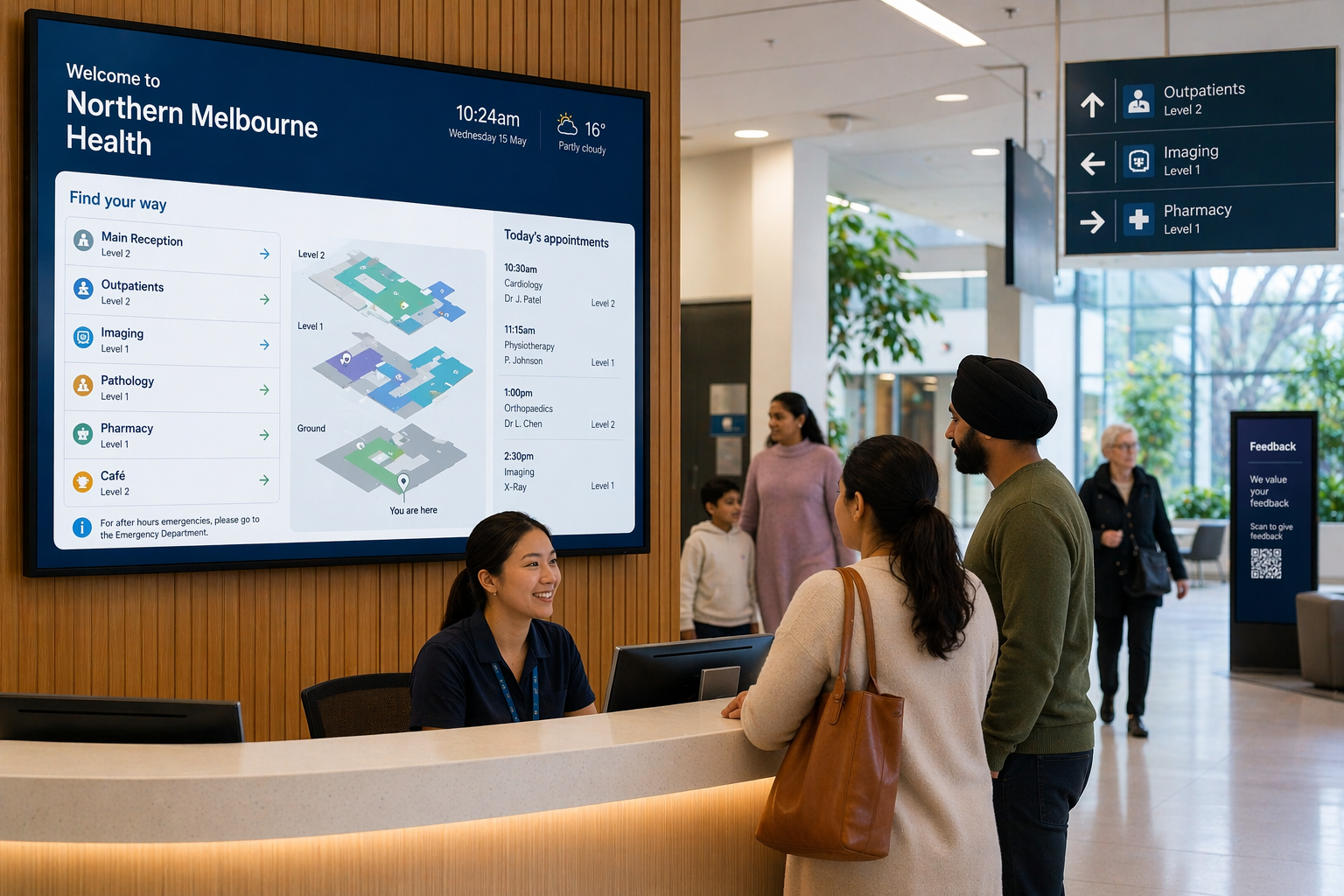 Digital signage for hospitals, clinics and aged care