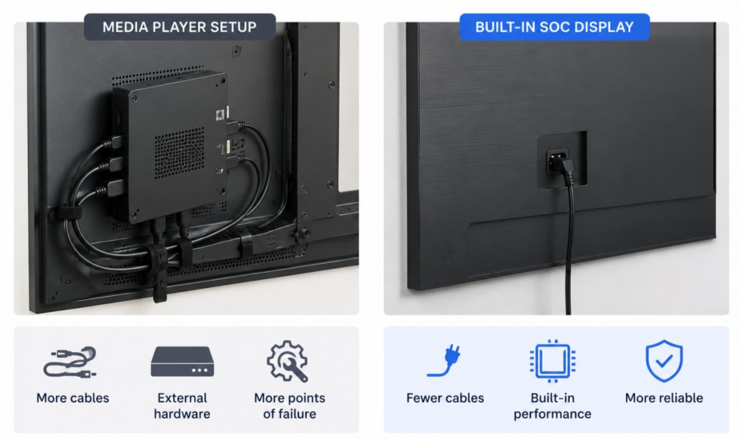 Media player vs built-in display comparison