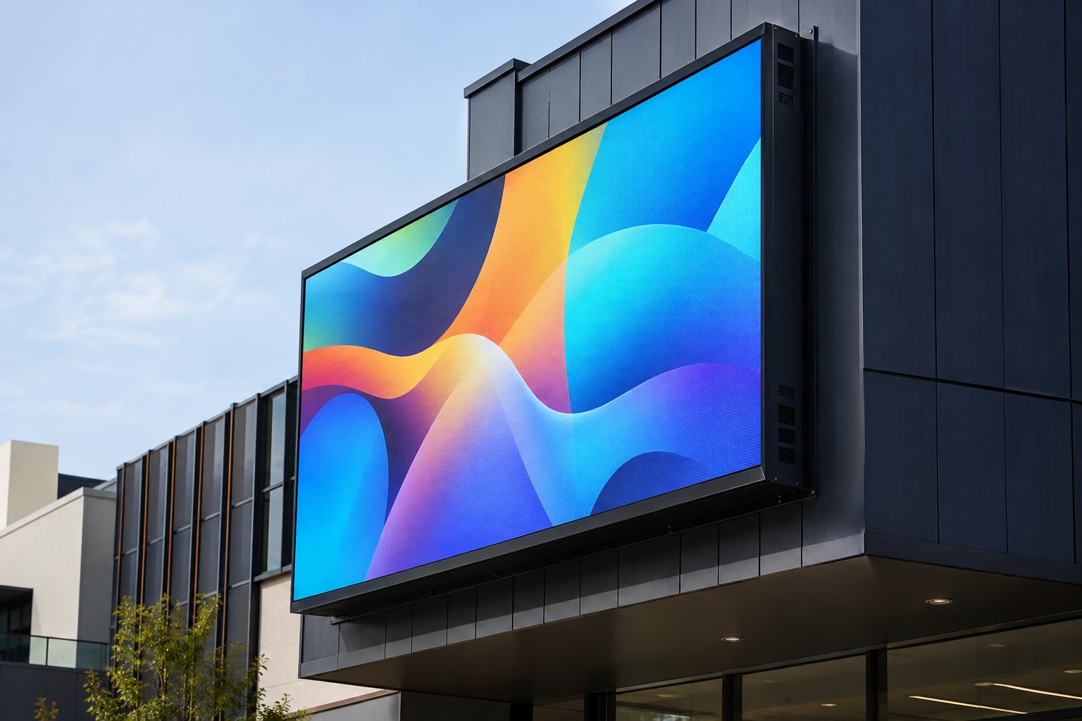 Weatherproof outdoor digital display visible in daylight.